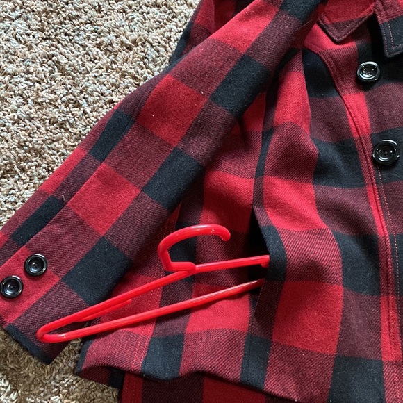 XS GAP black and red plaid, pea coat - Picture 7 of 7